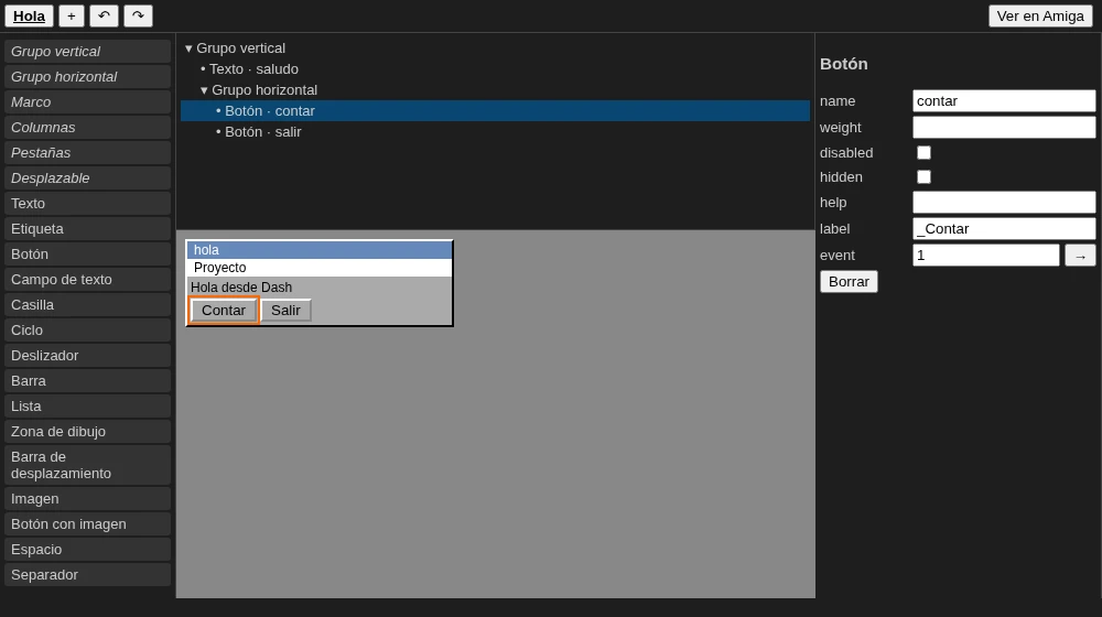 El editor visual de ventanas MUI