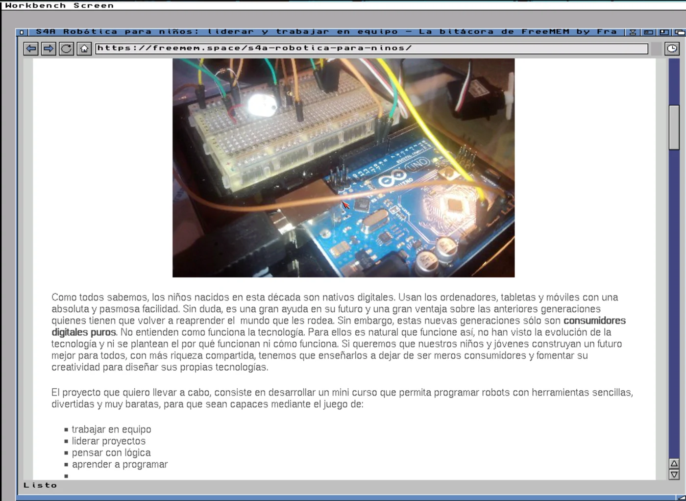 Tachyon mostrando un artículo de freemem.space en AmigaOS